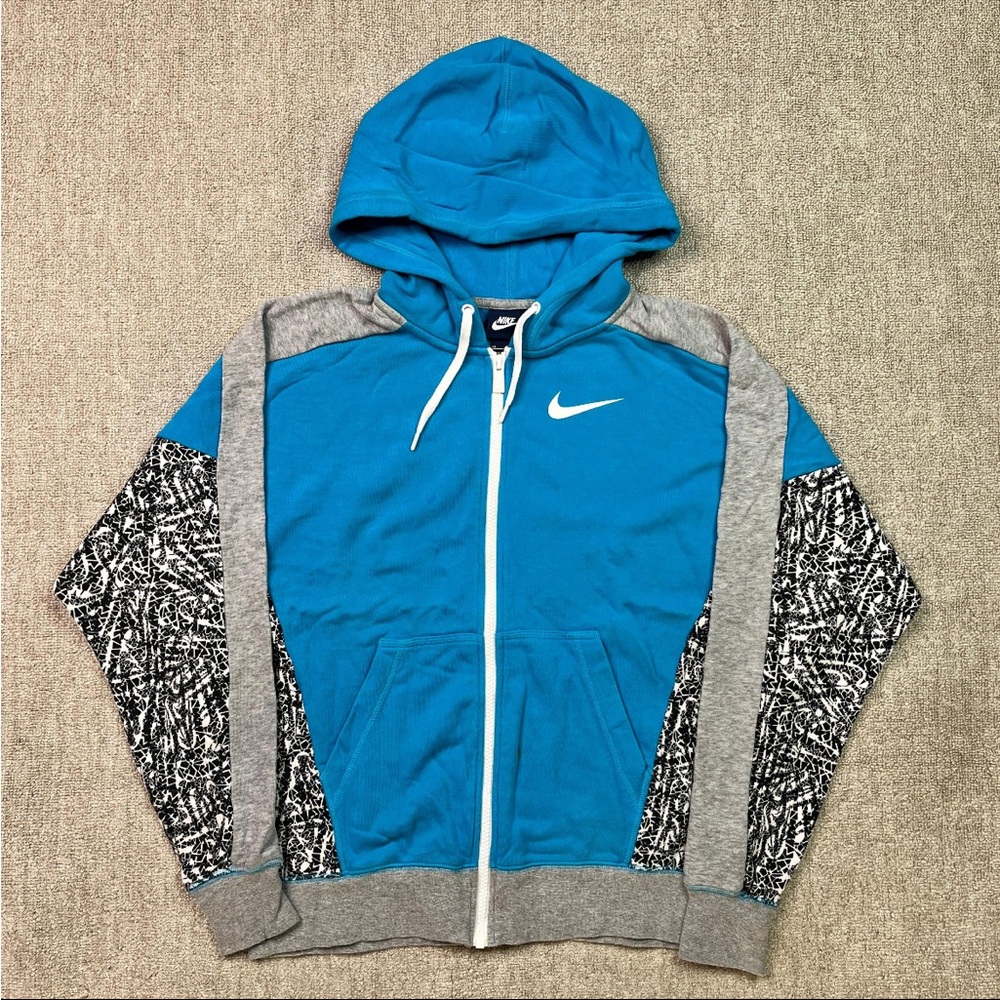 Nike Blue and Gray Patterned Hoodie